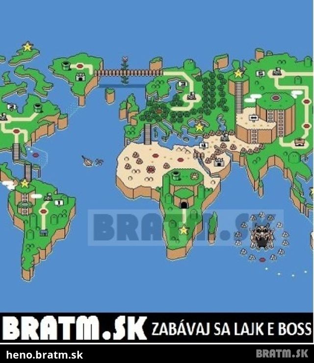 Asi takto by vyzerala mapa sveta podľa S Mario :D