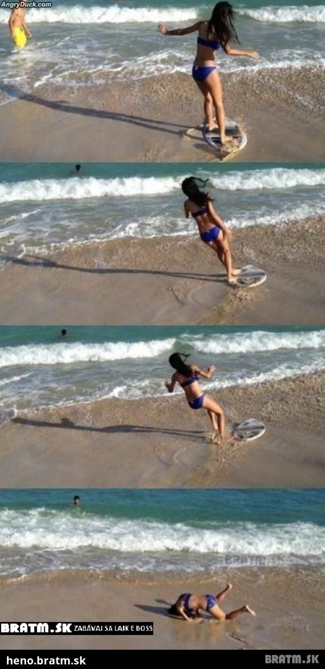 Ženský pokus o surfing :D