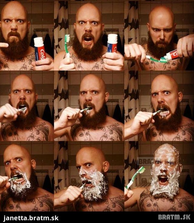 Takto si umývajú zuby správni muži :D
