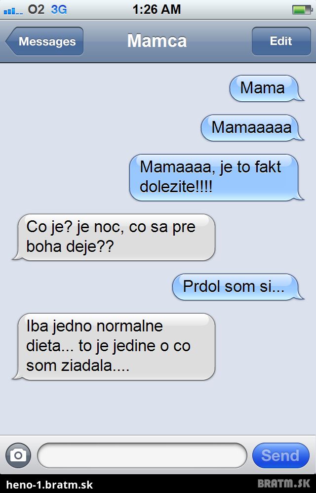 TOP SMS medzi matkou a dieťaťom :D Tomuto sa povie SKLAMANIE :D