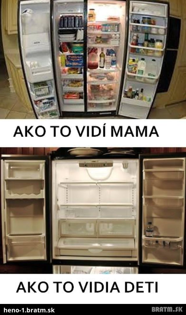 Ako vidí našu chladničku mama a ako my :D