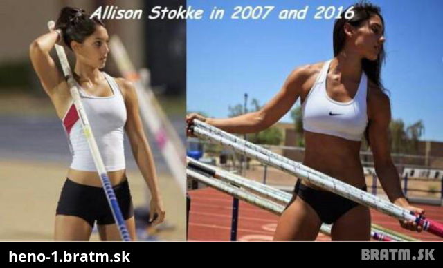 Krásna atlétka menom Allison Stokke... pozrite sa na foto predtým a potom :)