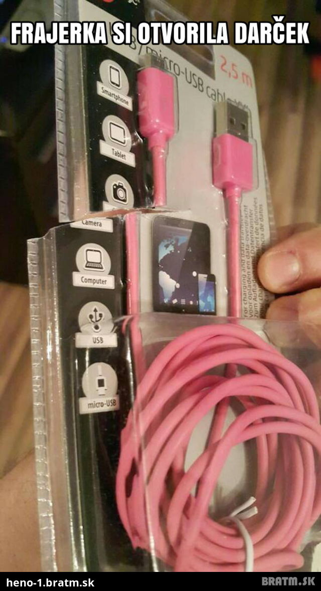 Frajerka chcela ružový USB káble..tak ho dostala :D