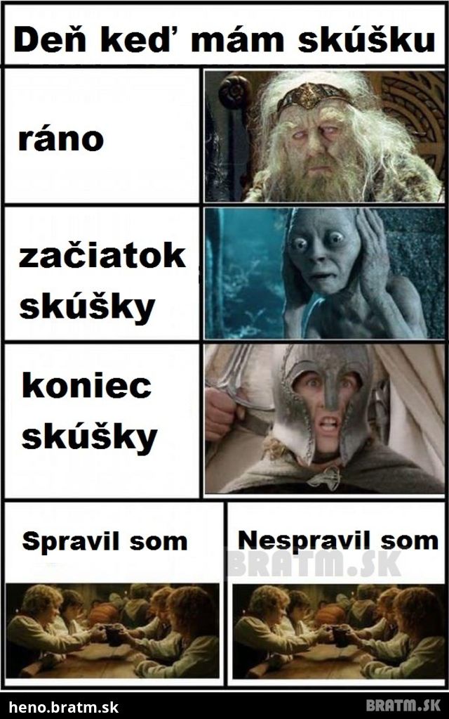 Deň, keď mám skúšku :) a nie je to tak ? :D