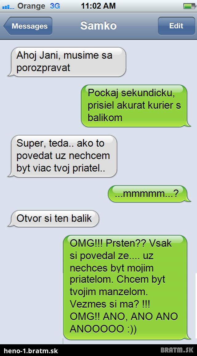 NAJROMANTICKEJŠIE POŽIADANIE O RUKU CEZ SMS!!!