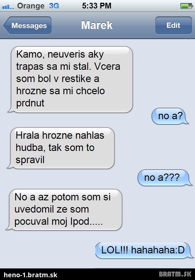 TOTO SI NENECHAJ UJSŤ! FUNNY SMS medzi dvoma kamarátmi :D