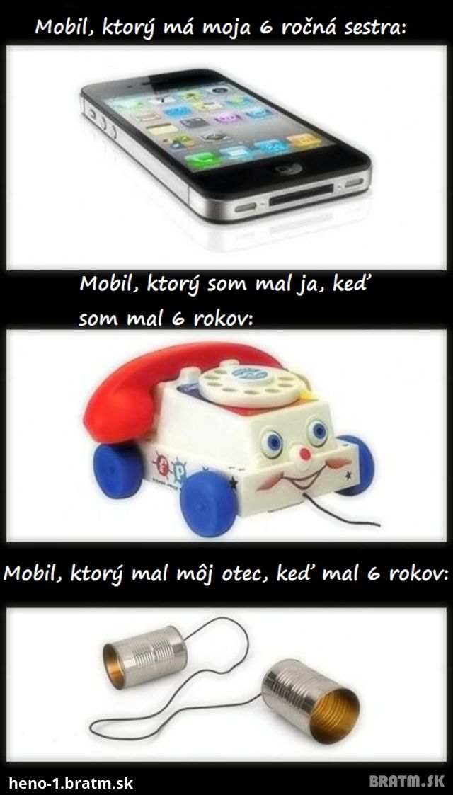 Aké mobilné telefóny mali deti kedysi a aké teraz :D