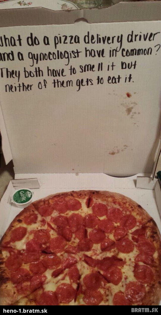 Tento vtip nasli na pizza obale :D