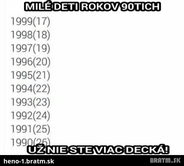 Narodil si sa v 90 tich rokoch?? Tak potom si precitaj tento post!