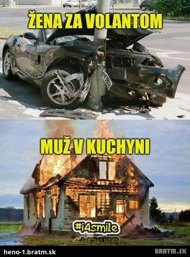 Keď si žena sadne za volant VS Keď muž ide do kuchyne :D