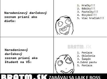 Zoznam narodeninových prianí :D