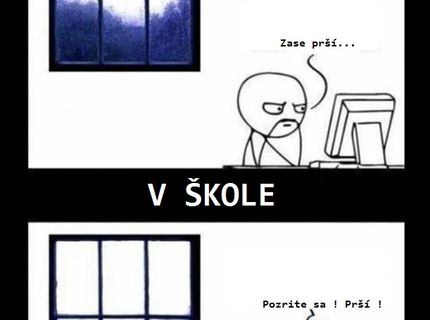 Upršané počasie :D takéto sú naše reakcie, keď sme doma alebo v škole :D