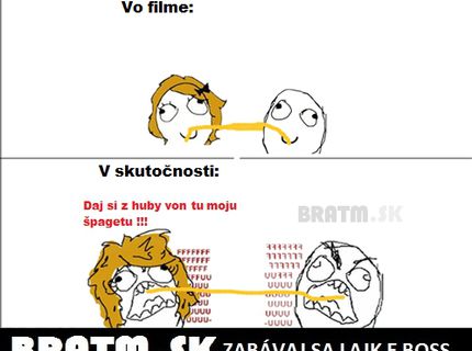 Jedenie špagiet vo filme a v skutočnosti :D