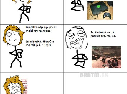 Keď mi píše frajerka počas toho, ako hrám Xbox :D