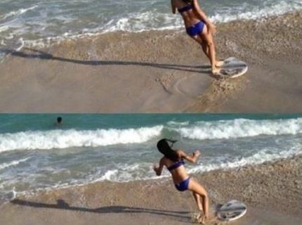 Ženský pokus o surfing :D