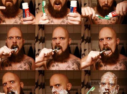 Takto si umývajú zuby správni muži :D