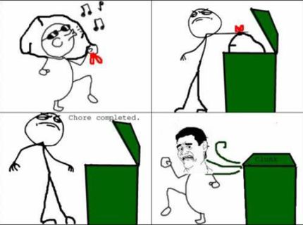 Počas vynášania odpadkov :D