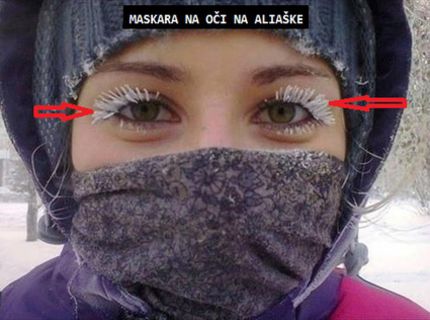 Takto vyzerá na Aljaške maskara na oči :D