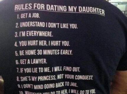 Viete, aké sú pravidlá pre toho,kto si chce vziať vašu dcéru?? :D Tento post vám všetko objasní :D