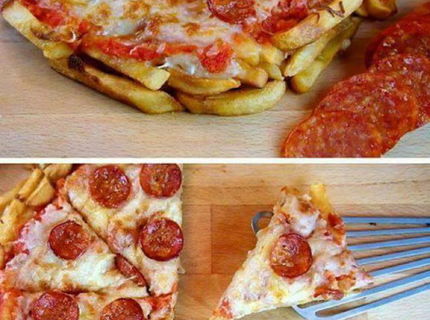 Mňááám. Toto sa stane ked sa spojí pizza + hranolky :D