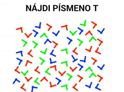 Trúfneš si na to aby si našiel v tomto obrázku písmeno T, ktoré nie je červenej farby??