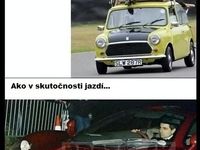 Ako jazdí Mr. Bean :D